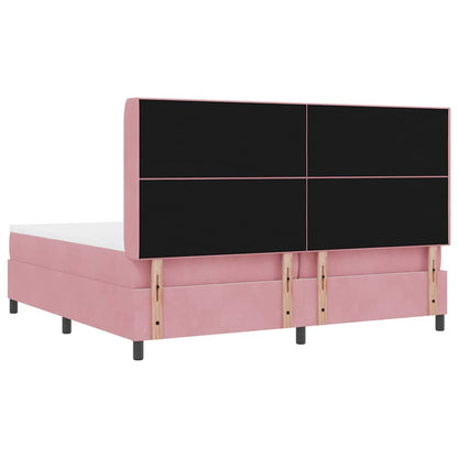 Letto a molle con strisce LED Rosa 200 x 200 cm Velluto | homemem39