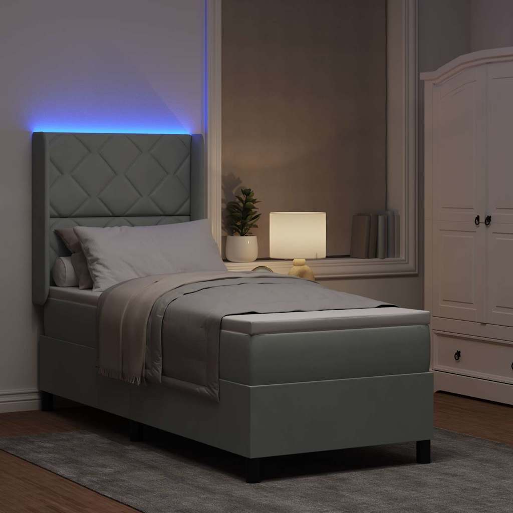 Letto con Box Springs LED e Materasso Grigio chiaro 80 x 200 cm - homemem39