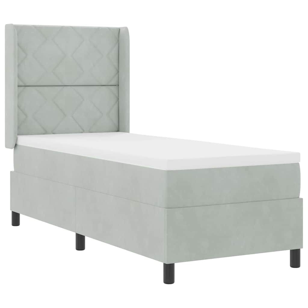 Letto a molle con strisce LED Grigio chiaro 80 x 200 cm Velluto | homemem39