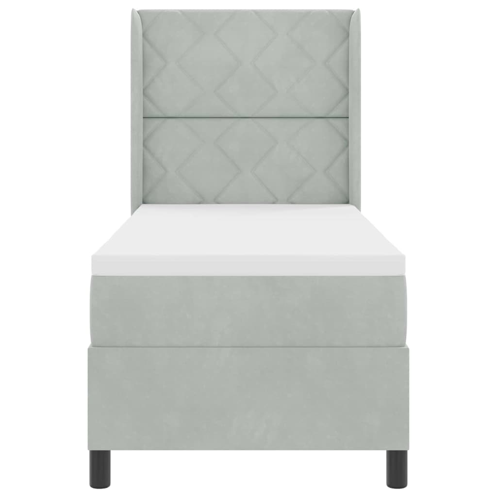 Letto a molle con strisce LED Grigio chiaro 80 x 200 cm Velluto | homemem39