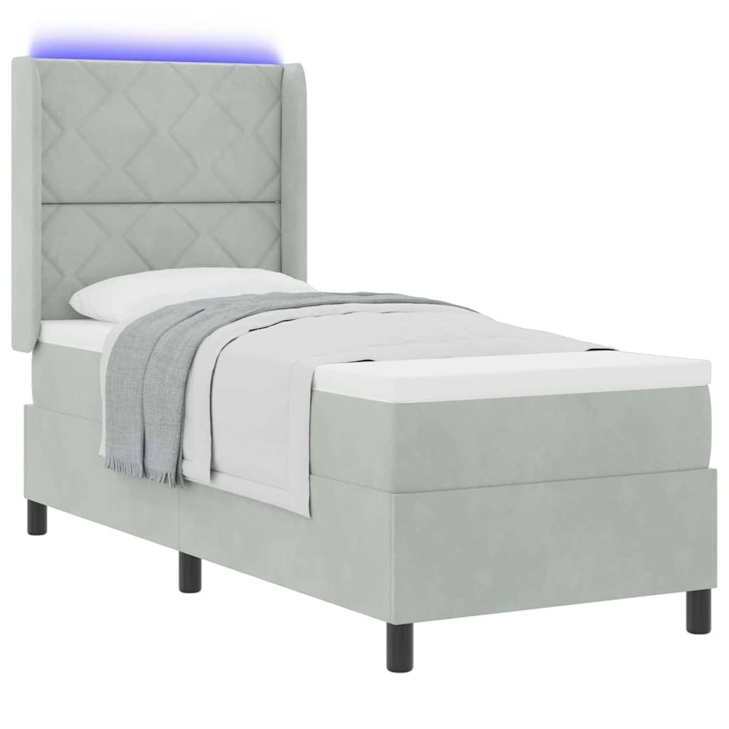 Letto con Box Springs LED e Materasso Grigio chiaro 80 x 200 cm - homemem39