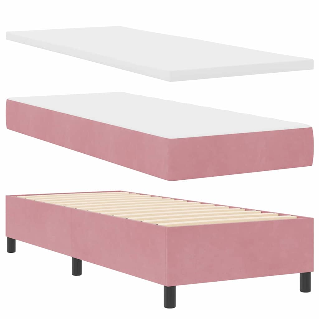 Letto con Box Springs LED e Materasso Rosa 80 x 200 cm Velluto