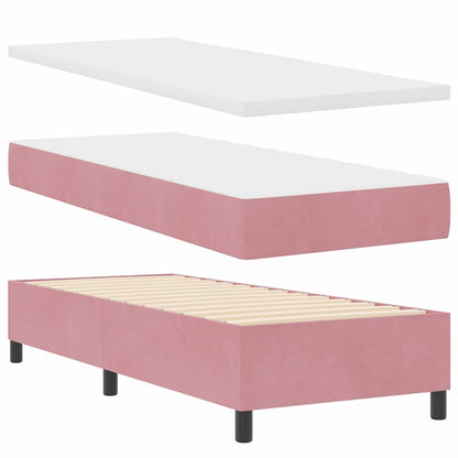 Letto con Box Springs LED e Materasso Rosa 80 x 200 cm Velluto