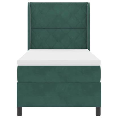 Letto a molle con strisce LED Verde Scuro 90 x 190 cm Velluto | homemem39