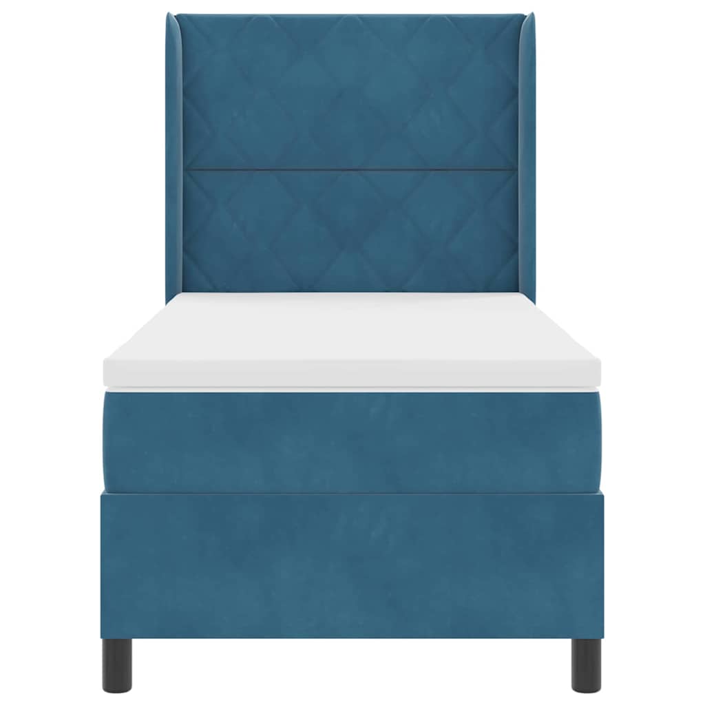 Letto a molle con strisce LED Blu 90 x 190 cm Velluto | homemem39
