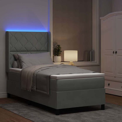 Letto con Box Springs LED e Materasso Geometrico Grigio chiaro - homemem39
