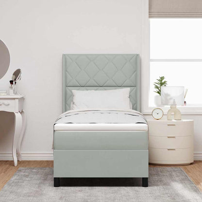 Letto con Box Springs LED e Materasso Geometrico Grigio chiaro