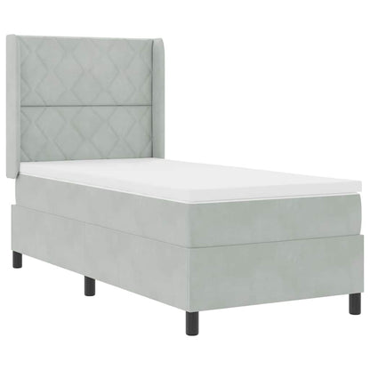 Letto con Box Springs LED e Materasso Geometrico Grigio chiaro
