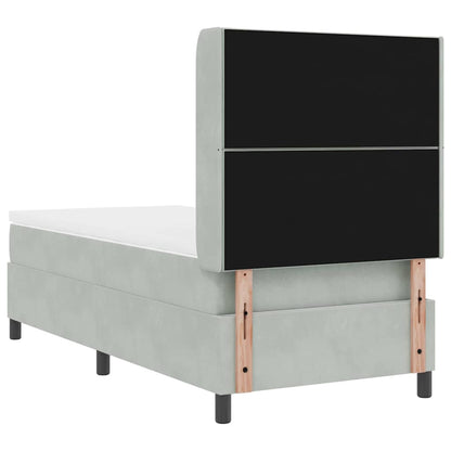 Letto con Box Springs LED e Materasso Geometrico Grigio chiaro
