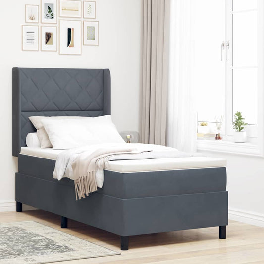 Letto con Box Springs LED e Materasso Grigio scuro 100 x 200 cm
