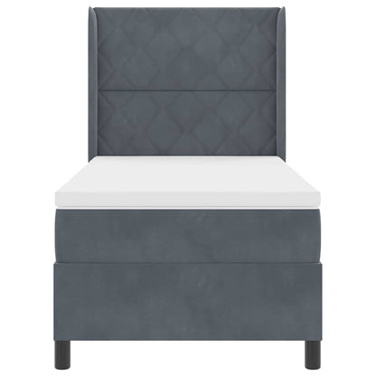 Letto con Box Springs LED e Materasso Grigio scuro 100 x 200 cm