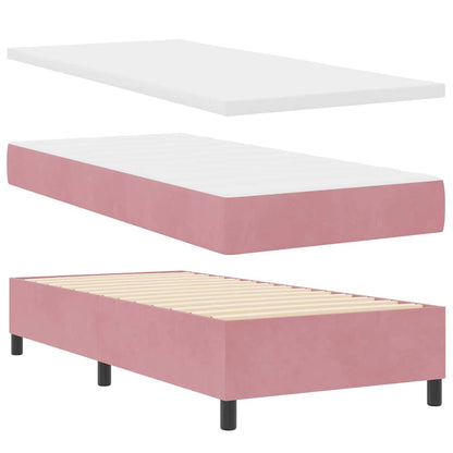Letto con Box Springs LED e Materasso Rosa 100 x 200 cm Velluto