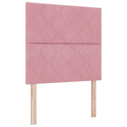 Letto con Box Springs LED e Materasso Rosa 100 x 200 cm Velluto