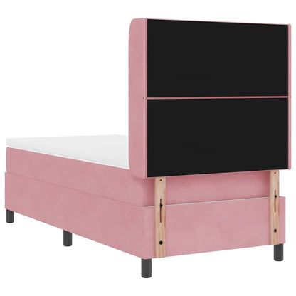 Letto con Box Springs LED e Materasso Rosa 100 x 200 cm Velluto