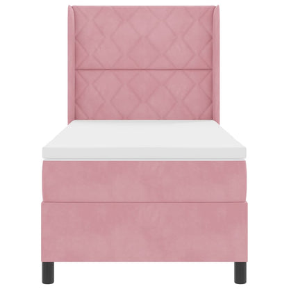 Letto con Box Springs LED e Materasso Rosa 100 x 200 cm Velluto