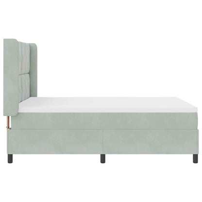 Letto a molle con testiera Grigio chiaro 140 x 190 cm Velluto