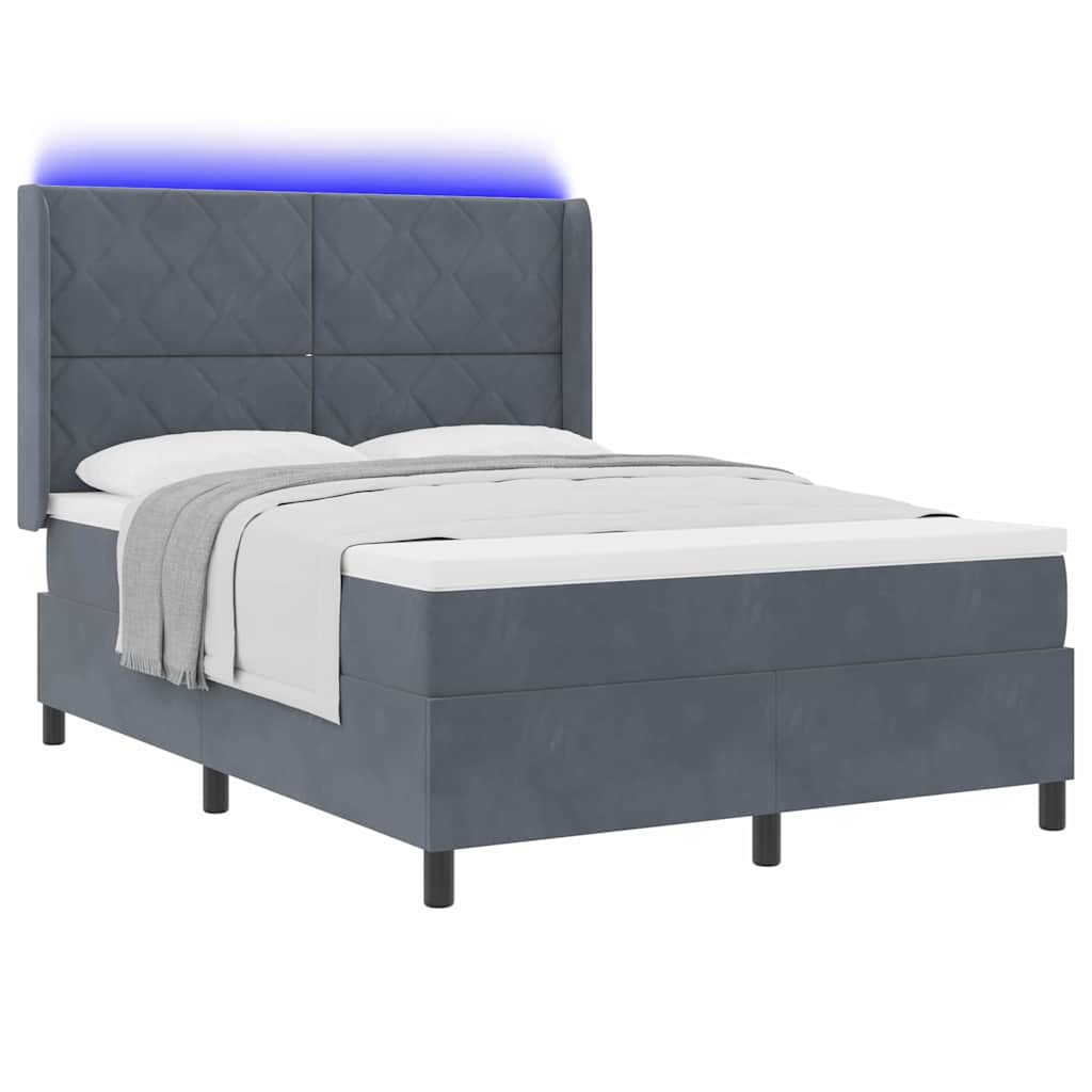 Letto con Box Springs LED e Materasso Grigio scuro 140 x 200 cm - homemem39