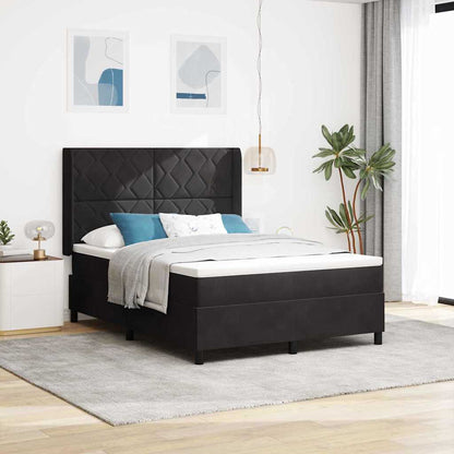 Letto a molle con strisce LED Nero 140 x 200 cm Velluto | homemem39