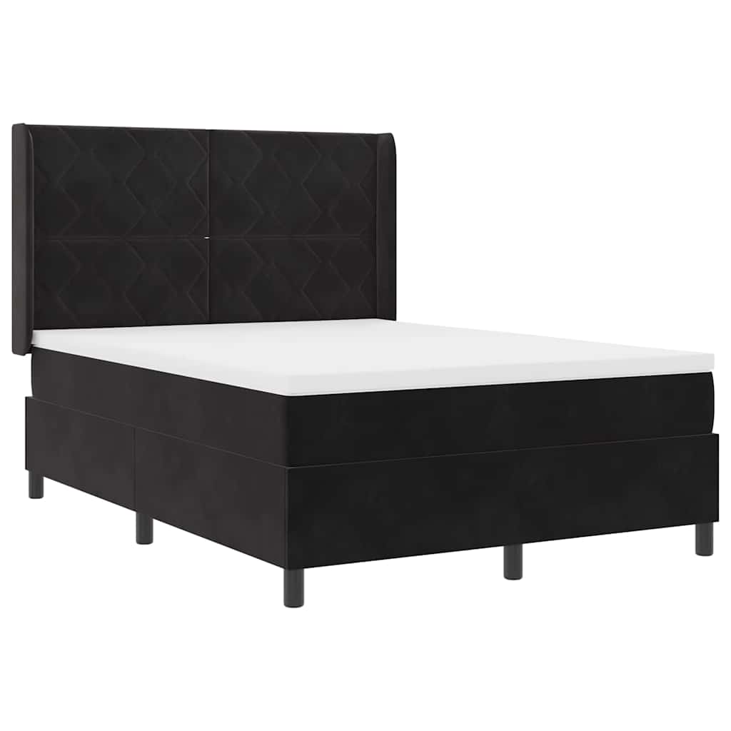 Letto a molle con strisce LED Nero 140 x 200 cm Velluto | homemem39