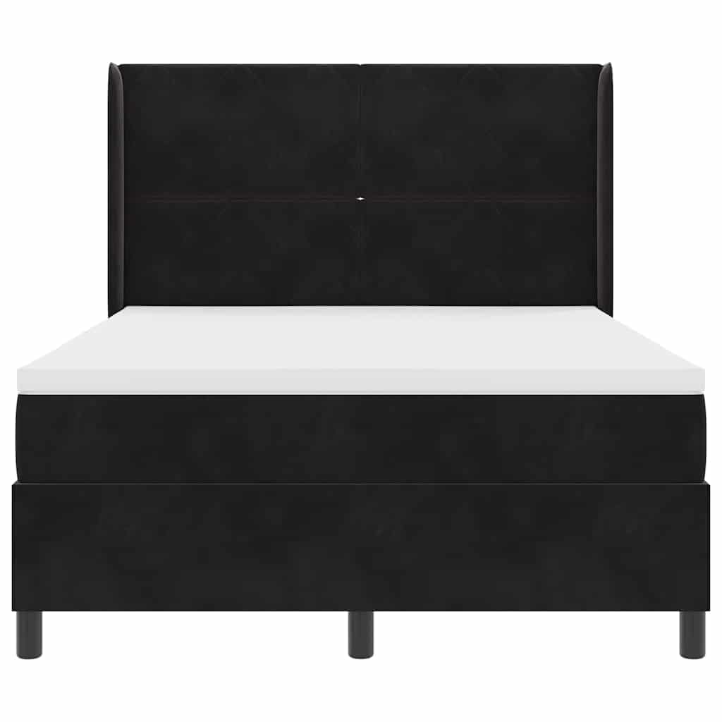 Letto a molle con strisce LED Nero 140 x 200 cm Velluto | homemem39