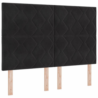 Letto a molle con strisce LED Nero 160 x 200 cm Velluto | homemem39