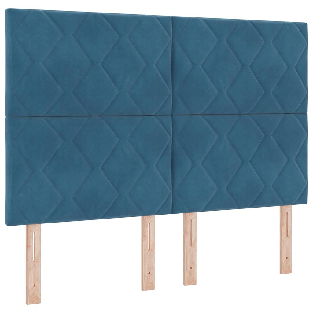 Letto a molle con strisce LED Blu 160 x 200 cm Velluto | homemem39