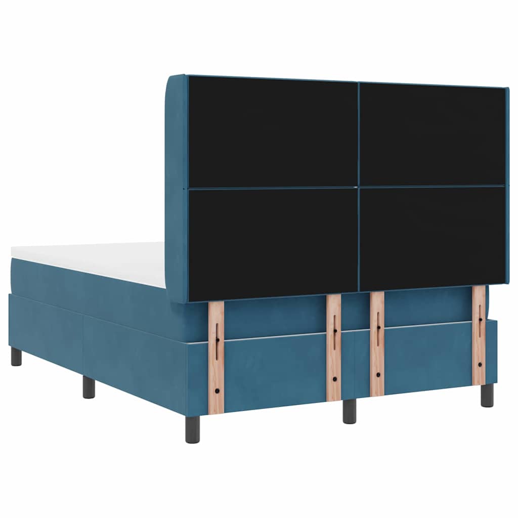 Letto a molle con strisce LED Blu 160 x 200 cm Velluto | homemem39