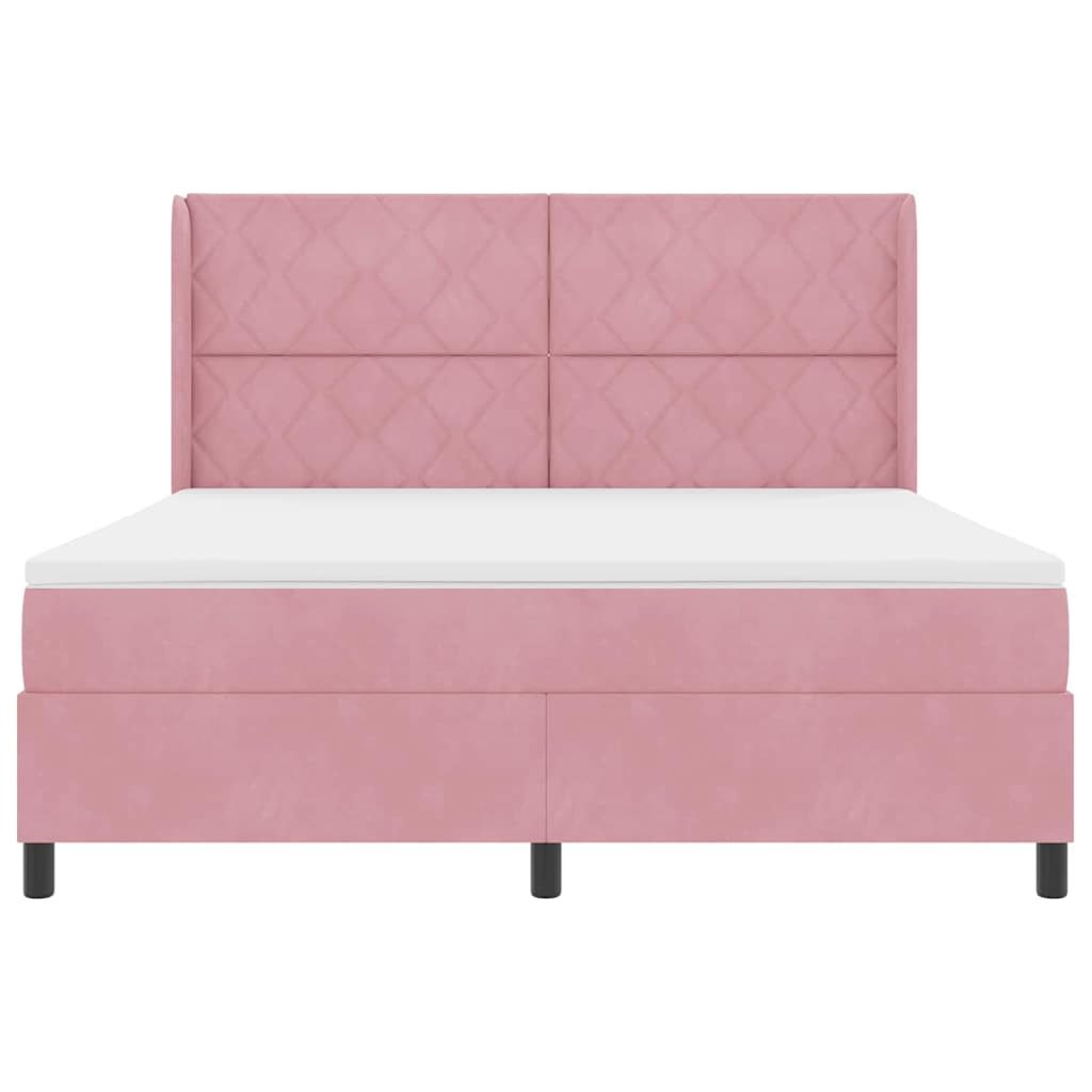 Letto a molle con strisce LED Rosa 180 x 200 cm Velluto | homemem39