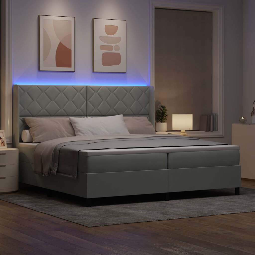 Letto con Box Springs LED e Materasso Geometrico Grigio chiaro - homemem39