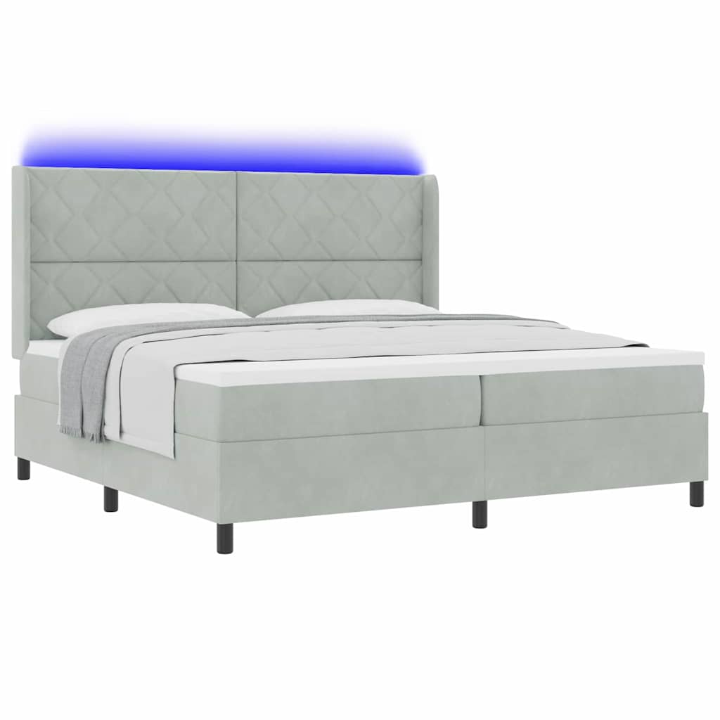 Letto con Box Springs LED e Materasso Geometrico Grigio chiaro - homemem39