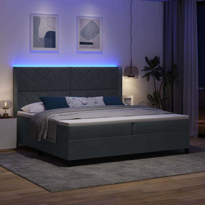 Letto con Box Springs LED e Materasso Grigio scuro 200 x 200 cm - homemem39