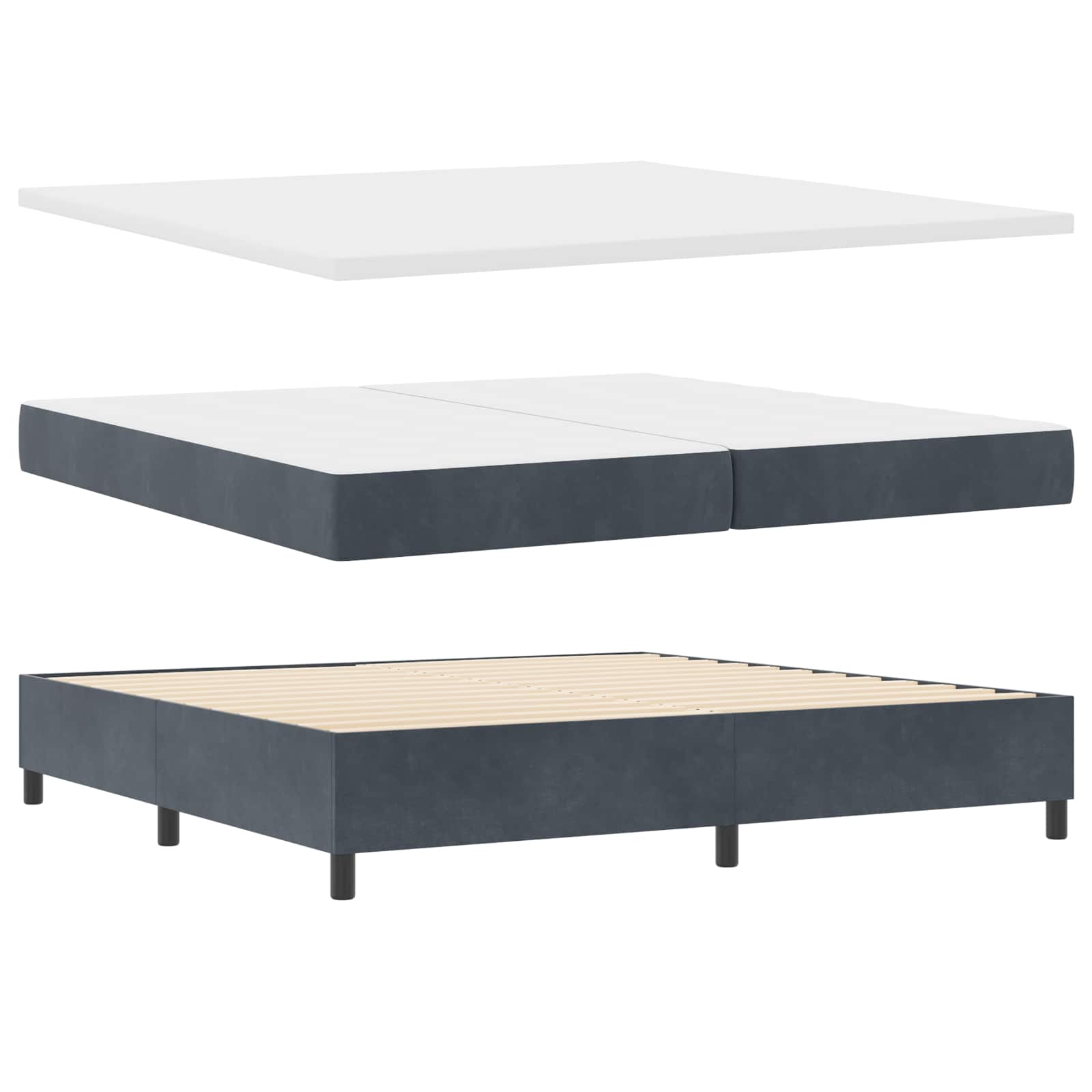 Letto a molle con strisce LED Grigio scuro 200 x 200 cm Velluto | homemem39