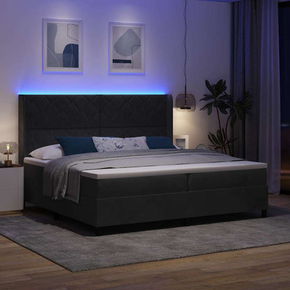 Letto con Box Springs LED e Materasso Nero 200 x 200 cm Velluto - homemem39