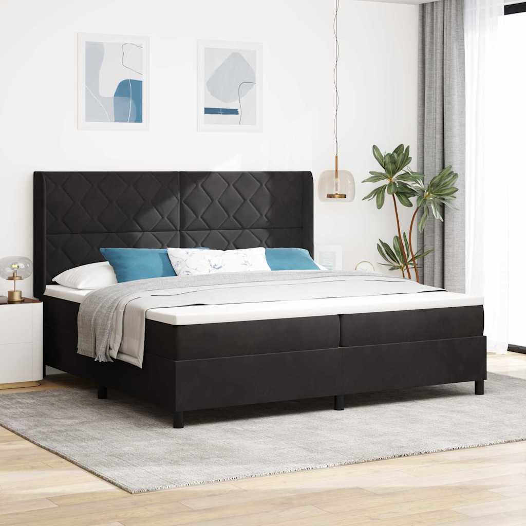 Letto con Box Springs LED e Materasso Nero 200 x 200 cm Velluto - homemem39