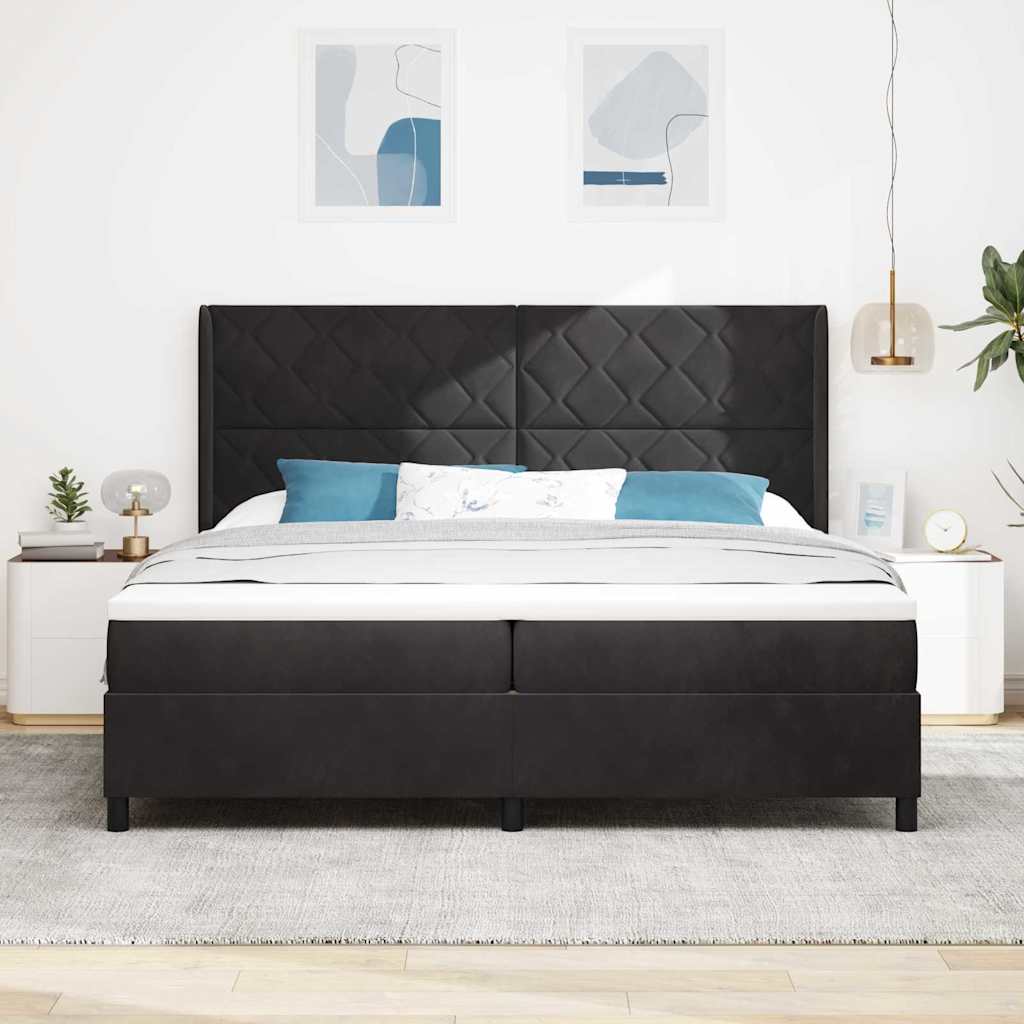 Letto con Box Springs LED e Materasso Nero 200 x 200 cm Velluto - homemem39