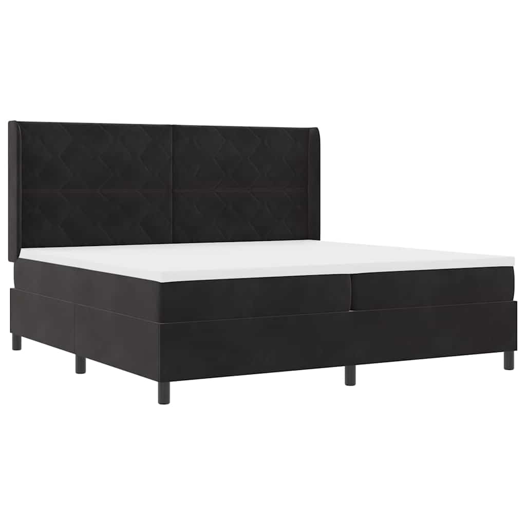 Letto con Box Springs LED e Materasso Nero 200 x 200 cm Velluto - homemem39