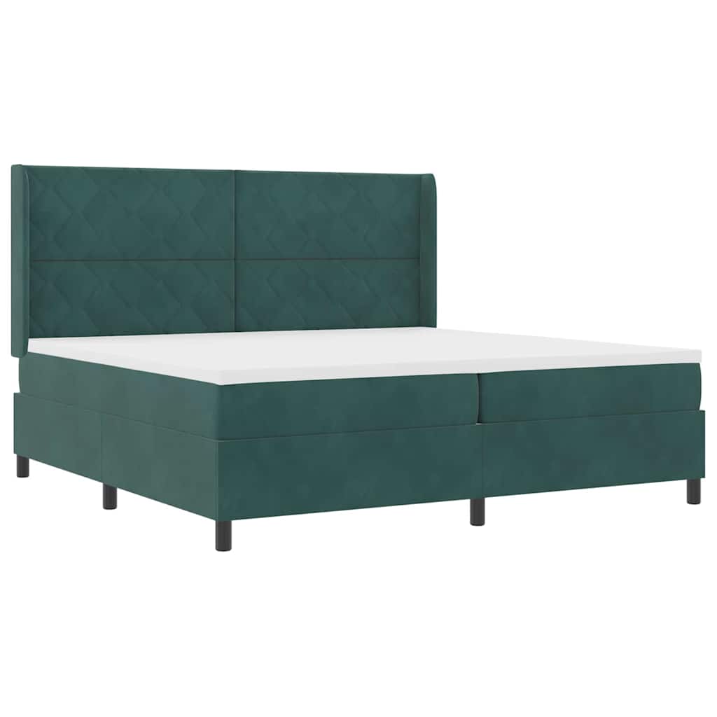 Letto a molle con strisce LED Verde Scuro 200 x 200 cm Velluto | homemem39
