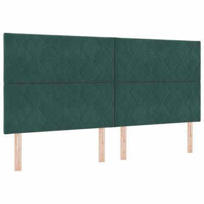 Letto a molle con strisce LED Verde Scuro 200 x 200 cm Velluto | homemem39