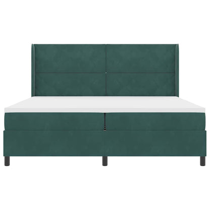 Letto a molle con strisce LED Verde Scuro 200 x 200 cm Velluto | homemem39
