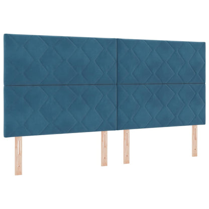 Letto a molle con strisce LED Blu 200 x 200 cm Velluto | homemem39