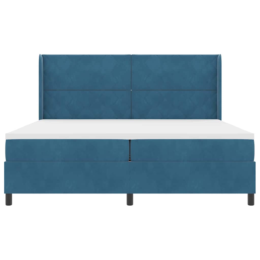 Letto a molle con strisce LED Blu 200 x 200 cm Velluto | homemem39