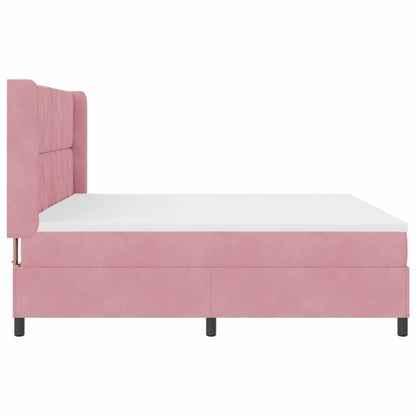 Letto con Box Springs LED e Materasso Rosa 200 x 200 cm Velluto