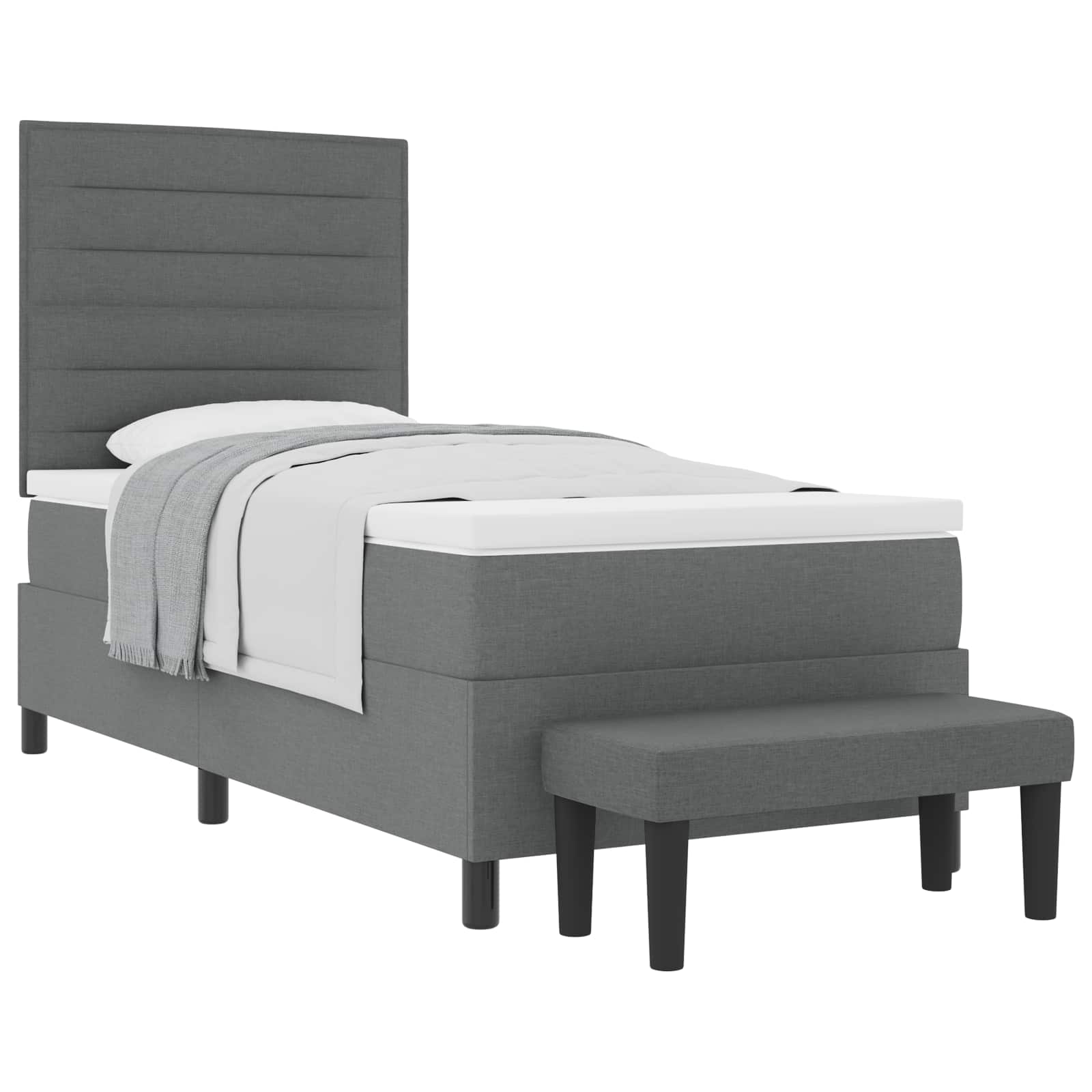 Letto a molle con cuscino Grigio scuro 90 x 190 cm Tessuto | homemem39