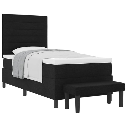Letto a molle con testiera Nero 90 x 190 cm Tessuto