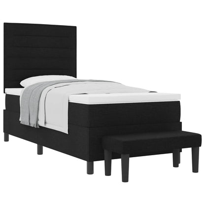 Letto a molle con cuscino con testiera Nero 90 x 200 cm Tessuto | homemem39