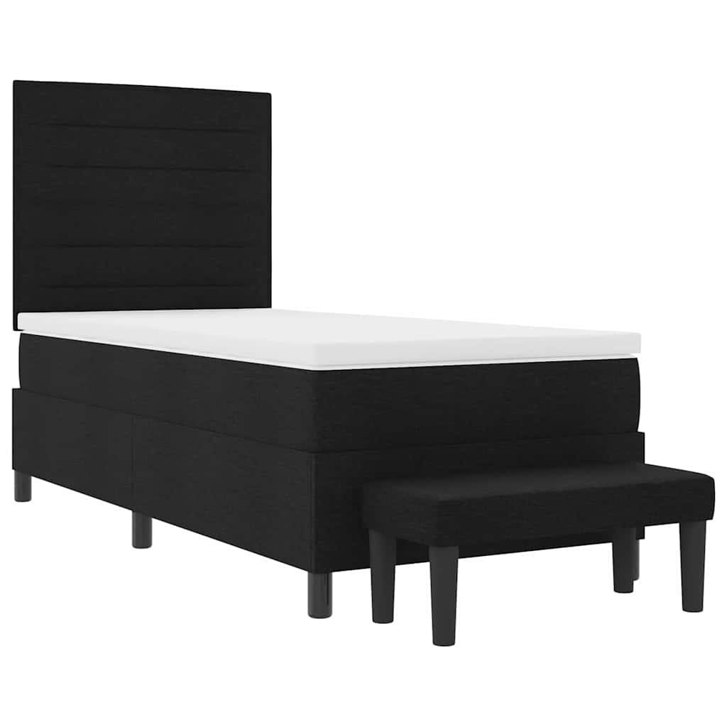 Letto a molle con cuscino con testiera Nero 90 x 200 cm Tessuto | homemem39