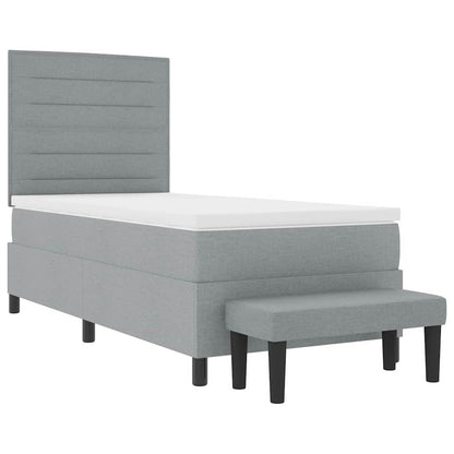 Letto a molle con materasso Grigio chiaro 100 x 200 cm Tessuto