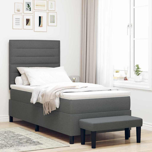 Letto a molle con materasso Grigio scuro 100 x 200 cm Tessuto