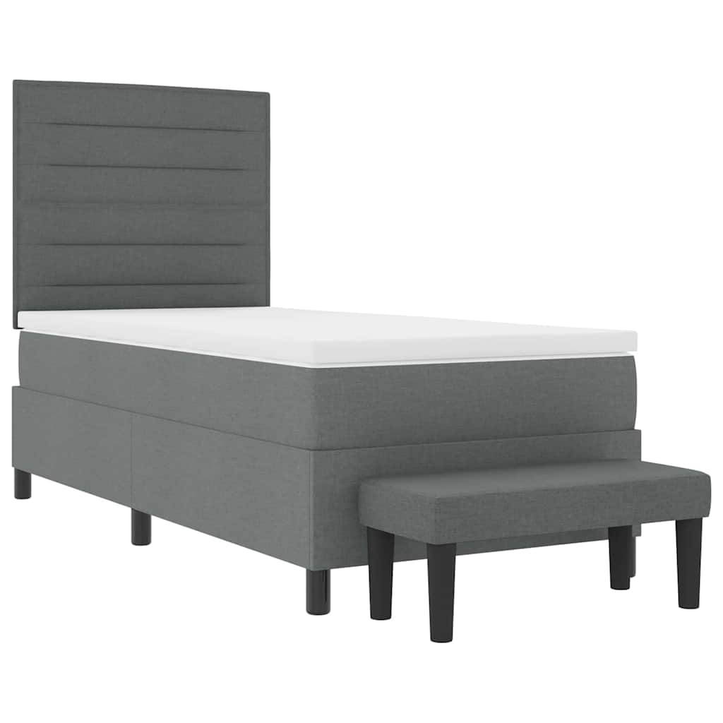 Letto a molle con materasso Grigio scuro 100 x 200 cm Tessuto