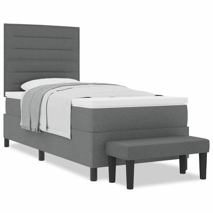 Letto a molle con materasso Grigio scuro 100 x 200 cm Tessuto